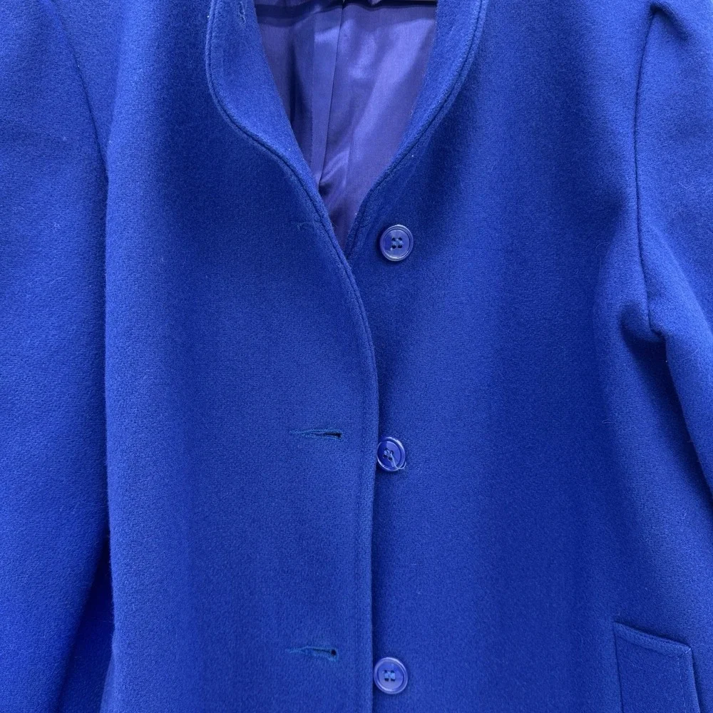VINTAGE MISS NEW YORKER 60-70's Peacoat Wool Blend‎ Royal Blue Buttons Womens 10 - Picture 3 of 11